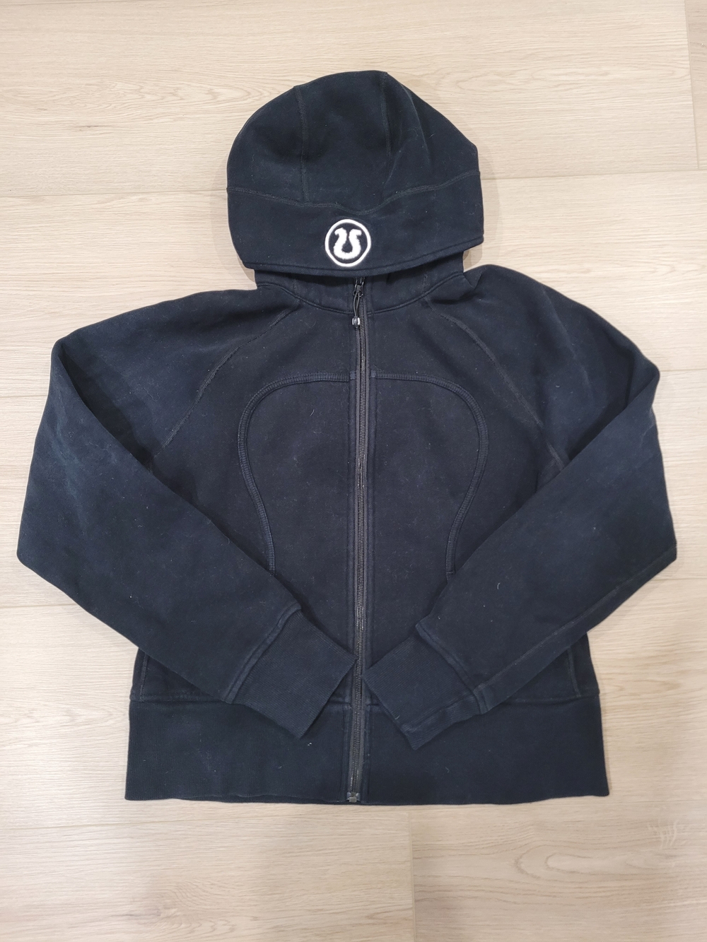 Lululemon Women’s 10 Black Full-Zip Hoodie Jacket LOVE accent